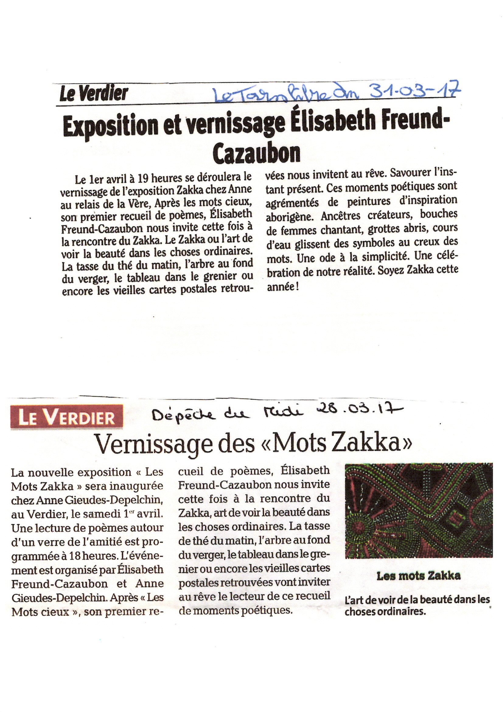 Expo les mots zakka - Dépêche du Midi et Tarn libre